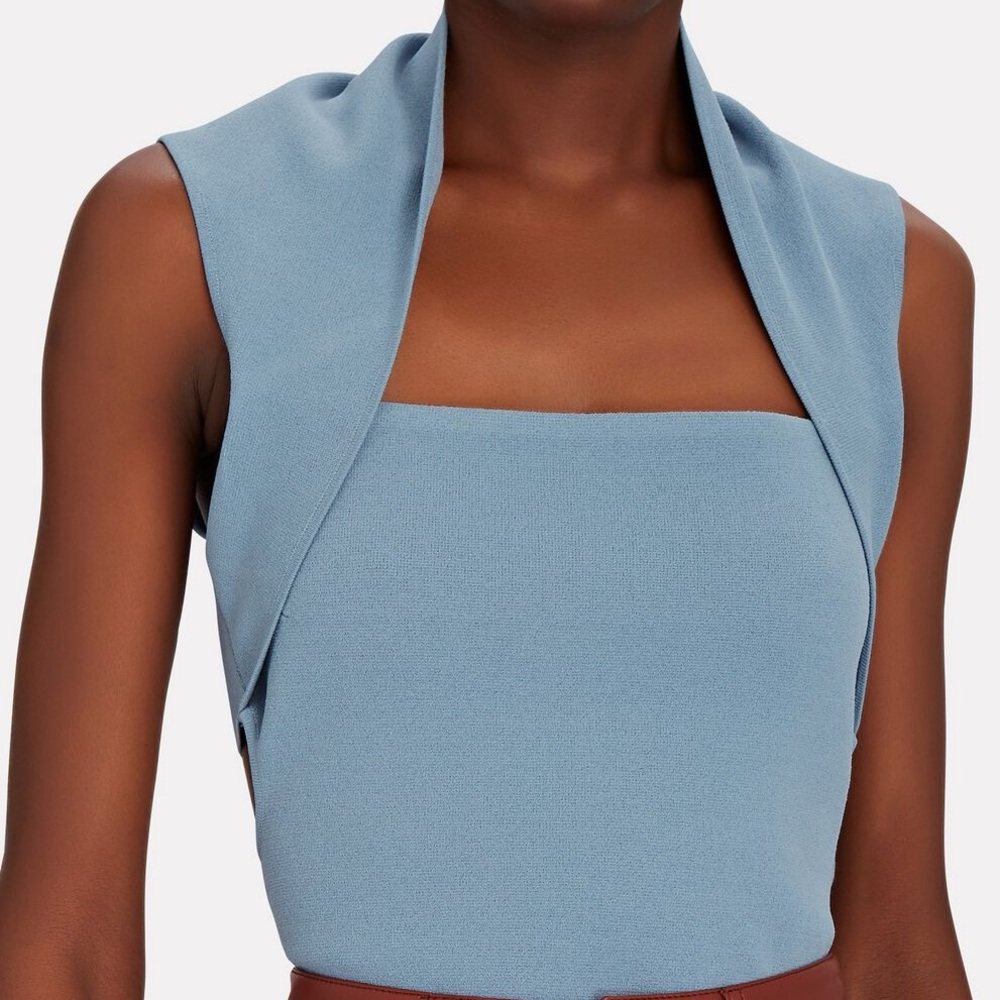 Nanushka Square Neck Cut-Out Knit Halter Top